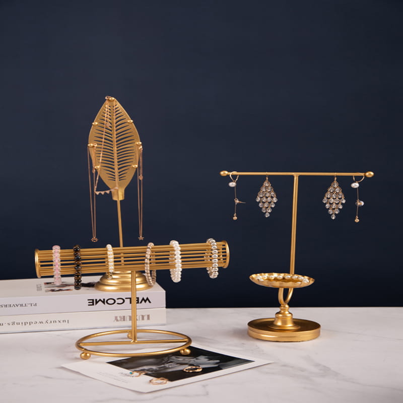 Sieradenstandaardstandaard Gouden kettingstandaard Sieradenstandaard Oorbelstandaardstandaard