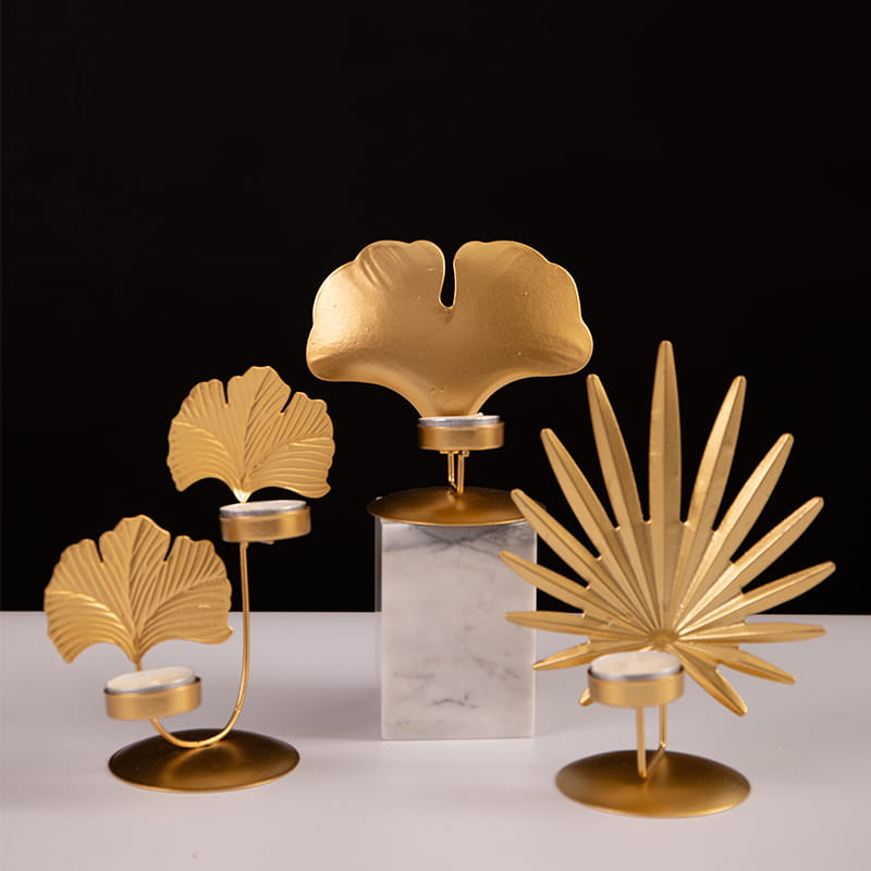 Leuke verschillende bladeren vormige metalen theelichthouder voor bruiloftsdecoraties, feestjes of alledaagse huisdecoratie