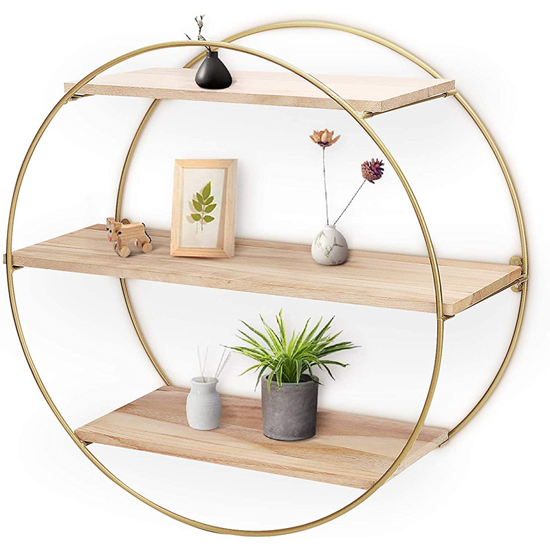 Houten decoratieve ronde plank Decoratieve meubels installeren