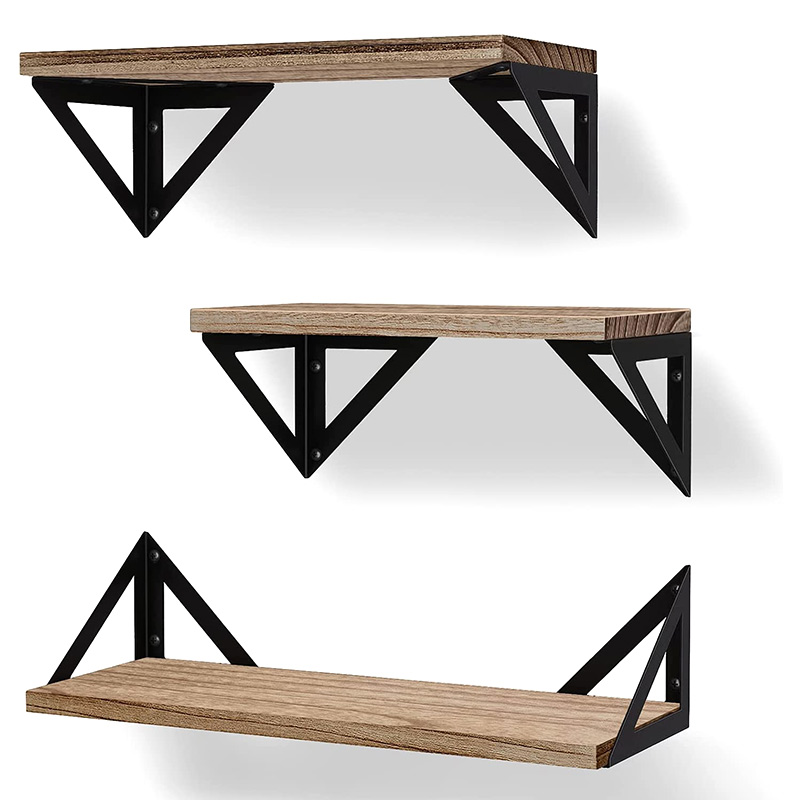 Wanddecoratie plank Metalen houten antieke decoratie hangende zwevende plank Installatie van decoratieve meubels Houten wandplank